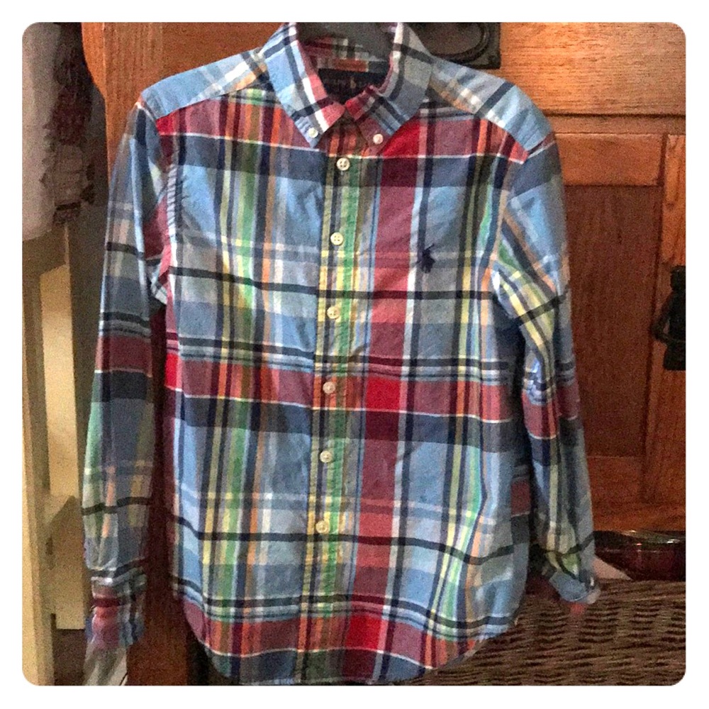 EUC Boys Ralph Lauren plaid button down sizeS (8)